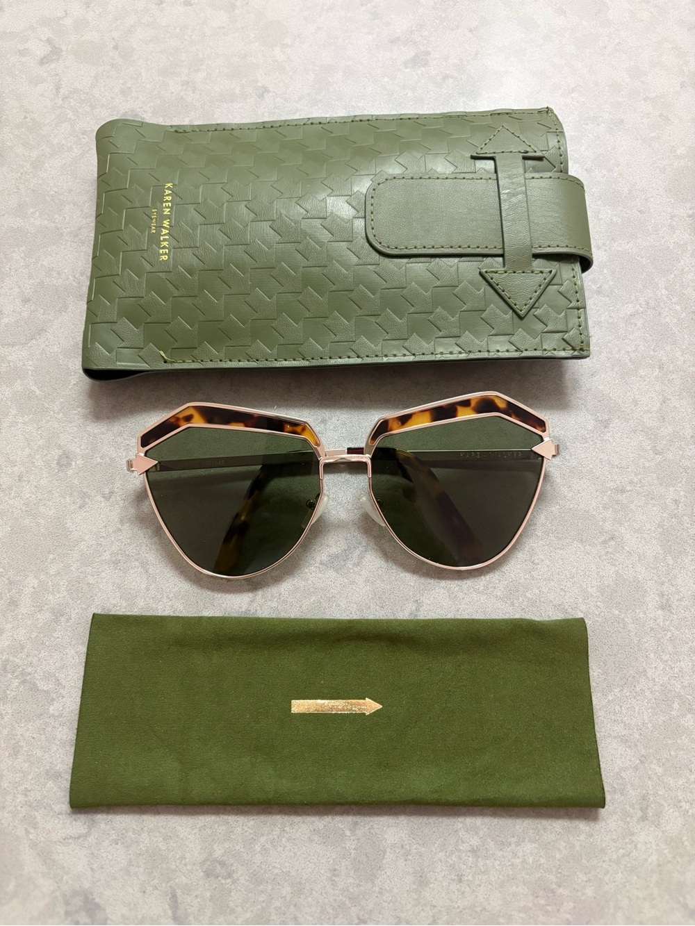 *LIKE NEW* Karen Walker Cat Eye Tortoise Metal Rim Sunglasses